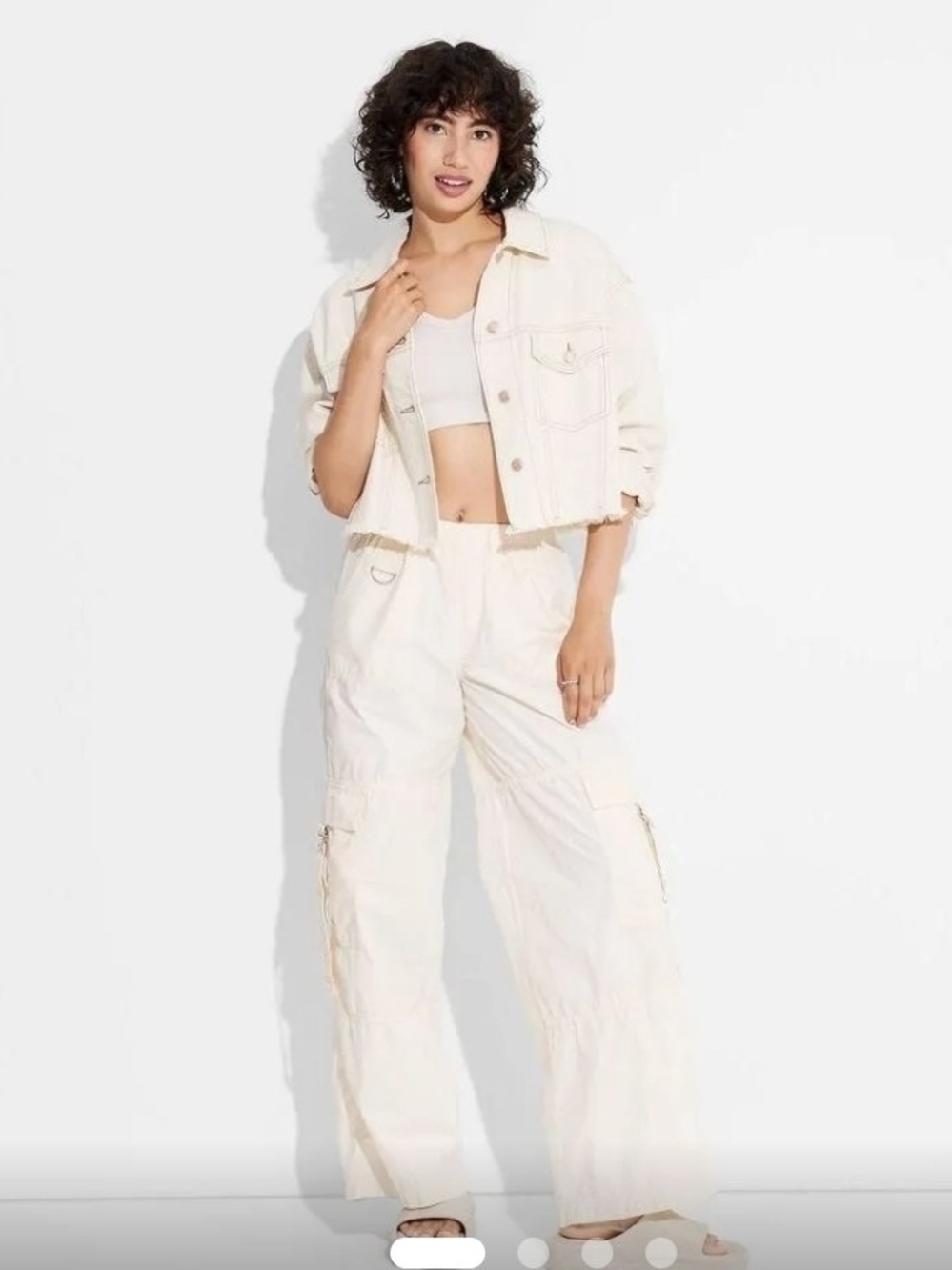 Wild Fable Women's Mid-Rise Wide Leg Cargo Pants - Cream